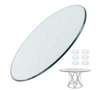 Plateau rond en verre trempé transparent Ø 38 100 cm, facile à nettoyer, plateau en verre pour la maison et la cuisine, plateau en verre élégant (50 cm)
