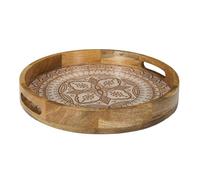 Home Deco Factory – Plateau rond KA0577 en manguier Ø35 cm Dune Terracotta marron/blanc/orange