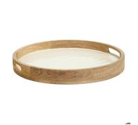 Plateau rond Inaya D38cm blanc chaud et manguier - Atmosphera Créateur d'intérieur