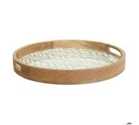 Plateau rond Inaya D38cm vert olive et manguier - Atmosphera Créateur d'intérieur