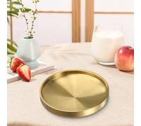 Plateau rond isotherme double couche en acier inoxydable doré, parfait pour la présentation et le divertissement des aliments (17 cm)