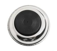Plateau rond magnétique en acier inoxydable avec base magnétique puissante pour outils automobiles, tailles de 7,6 cm/10,2 cm/15,2 cm, fond en PVC résistant aux rayures, argenté (C)