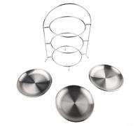 Plateau rond moderne en acier inoxydable, style coréen, pour barbecue, hot pot, assiette à dessert dorée, rangement de table pour restaurants (argent)