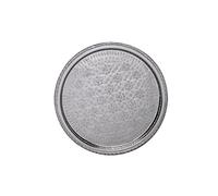 Plateau rond oriental en laiton argenté Nadia | Plateau à thé marocain de couleur argentée | Plateau oriental argenté | Décoration orientale sur la table dressée (Ø 42 cm)