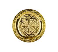 Plateau rond oriental en laiton Mehdia 16 cm - Décoration dorée - Plateau à thé marocain