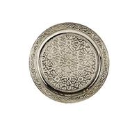 Plateau rond oriental en laiton Mehdia 30 cm - Décoration argentée - Plateau à thé marocain - Décoration orientale sur la table dressée