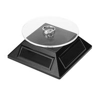 Plateau rotatif 360, support tournant pour telephone et bijoux, fonctionne avec energie solaire ou piles, noir, plateau tournant 360 degres, ideal pour presentation et exposition