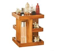 Plateau rotatif en bois pour homme avec trois niveaux empilés et neuf espaces dédiés pour montres parfumées et petits objets personnels (couleur bois, carré)