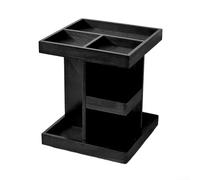 Plateau rotatif en bois pour homme avec trois niveaux empilés et neuf espaces dédiés pour montres parfumées et petits objets personnels (noir carré)