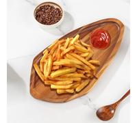 Plateau rustique en bois naturel pour servir des desserts et des boissons, plateau de fête décoratif avec polissage lisse, parfait pour les mariages et la famille (L)