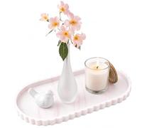 Plateau Salle de Bain en Silicone, 30,5x13,5 cm Plateau Décoratif Ovale pour Plan de Bain et de Cuisine, Petit Plateaux à Bord Festonné, Supports pour Le Dessus des Toilettes, Organiseur de Baignoire