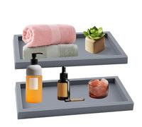 Plateau Salle de Bain, Lot de 2 Plateau Décoratif, Plateau Rectangulaire, Organisateur Comptoir Lavabo Salle de Bain, Plateau de Toilette pour Bougies, Savon, Tissus, Serviette