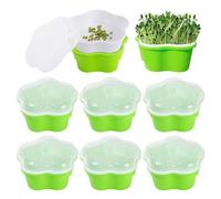 Plateau semis, Lot de 6 Bacs à Semis avec Couvercle Grande Capacité pour Germination de Graines, Germoir pour Graines à Germer, Idéal pour Haricots Mungo, Luzerne et Herbe de Blé, Sans BPA, 20cmx12cm