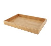 Plateau Service en Bambou, Plateau Petit-déjeuner rectangulaire en Bois Plateau de Service Alimentaire pour gâteau au Pain Pizza thé Fruits Vaisselle ménagère(28 * 19.5 * 3cm)