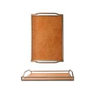 Plateau Service Plateau À Poignée Nordique en Or, Thé Cuir Et Métal, De Rangement D'entrée Créatif(B)