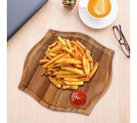 Plateau soucoupe en bois pour assiettes, tasses, bols et petits plats, plateau de service en bois finition naturelle pour cuisine, salle à manger (S)