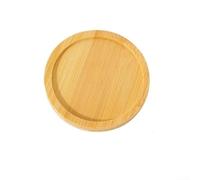 Plateau soucoupe en bois pour plantes grasses et petits pots - Finition naturelle - Base ronde ou carrée - Support de fleurs décoratif pour bureau de jardin ou salon (rond - L)