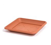 Plateau soucoupe en plastique TERRA 14 cm carré, marron couleur