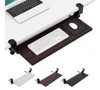 Plateau sous clavier - Pince C/installation sans perforation, 65 x 24 cm, design peu encombrant pour clavier et souris, noir - Parfait pour la maison et le bureau et la configuration de jeu.