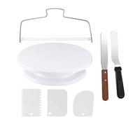 Plateau Tournant À Gâteau 6 Pièces Avec 2 Spatules Droites Et Coudées For Le Glaçage, 3 Racloirs À Glaçage, Kit D'accessoires De Décoration De Gâteaux Et Outils De Pâtisserie(7PC)