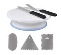 Plateau Tournant de Gâteau - 28cm - PP alimentaire - Acier inoxydable - Bleu