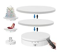 Plateau tournant électrique 3 en 1 rotatif à 360 ° - Plateau tournant motorisé avec télécommande pour photographie, affichage de produits, bijoux, montres, modèles 3D, objets de collection (blanc)