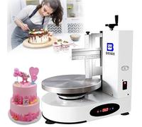 Plateau tournant électrique de 35 cm avec rotation automatique - Grattoir réglable pour gâteaux de 10 à 30,5 cm, lisseur de glaçage et épandeur de glaçage (blanc)