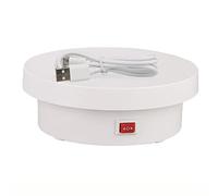 Plateau Tournant Électrique de pour la Photographie, 20Kg Table Tournante Rotative Électrique, Prise Socle Pivotant Electrique/Blanc/Diamètre 20CM Small