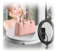 Plateau tournant électrique pour la Photographie, Support d'affichage motorisé avec câble d'alimentation USB pour Photos de Produits ou Courtes vidéos, Blanc - 52 cm
