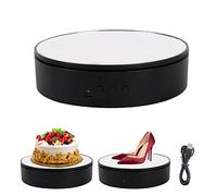 Plateau tournant électrique rotatif rotatif rotatif 45°/90°/180°/360° cyclonique rotatif pour photographie, produit, présentoir, bijoux, horloge, modèles 3D (Mirror) (noir)