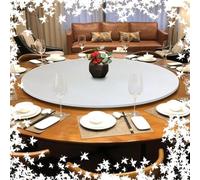 Plateau Tournant en Bois Lazy Susan Rond Plaque De Service Rotatif Table À Manger Grand Plateau De Service Assiette Rotative Pour La Table À Manger(White,80cm(30"))