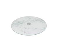 - Plateau Tournant en Verre "Effet Marbre" 31cm Blanc