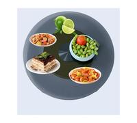 Plateau tournant en verre trempé rotatif à 360° avec roulements silencieux, centre de table rond pour cuisine et salle à manger, base en aluminium gris, 88 cm