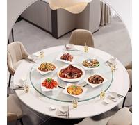 Plateau tournant en verre trempé transparent - Grand plateau de service rond avec rotation silencieuse et lisse - Diamètre : 80 cm