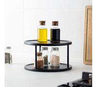 Navaris Plateau tournant épice - Tourniquet à épices Double étage Ø 27,5 cm Rotatif 360° - Plateau Rangement Placard Cuisine frigo Salle de Bain