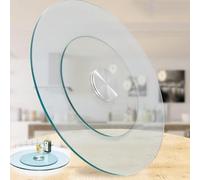 Plateau tournant Lazy Susan 60 cm/70 cm/80 cm/90 cm, grand plateau rotatif en verre trempé, plateau de service rond transparent for table de cuisine(85cm/33in)