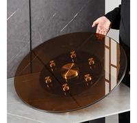 Plateau tournant Lazy Susan de 101,6 cm pour table de salle à manger rond robuste marron et transparent, idéal pour servir et manger facilement