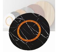 Plateau tournant Lazy Susan de 60 cm - Plateau rotatif en bois massif robuste pour table de salle à manger et cuisine - Grand plateau de service rond avec rayures noires - Parfait pour les
