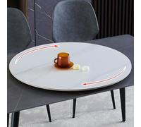 Plateau tournant Lazy Susan en bambou de 50 cm pour charcuterie et fromage pour cuisine, garde-manger, étagères, comptoirs (finition marbre blanc)