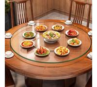 Plateau tournant Lazy Susan en verre trempé de 76,2 cm - Plateau de service pivotant de 80 cm pour table de salle à manger - Grand centre de table avec roulement silencieux - Parfait pour recevoir et
