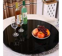Plateau tournant Lazy Susan en verre trempé, noir, 70 cm/28 po, épaisseur 8 mm, rotation à 360°, plateau rotatif for table à manger(80cm/31in)