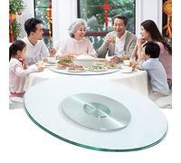 Plateau tournant pivotant, Plateau Lazy Susan, Plateau Verre Transparent Robuste et Base Alliage d'aluminium, pour Cuisine, Restaurant, Table à Manger, Facile à Utiliser, Aucun Assemblage requis