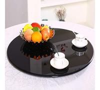 Plateau tournant - Plateau de service en verre trempé noir pour table de salle à manger, grand centre de table de 61 à 119 cm de diamètre, parfait pour la cuisine et le divertissement