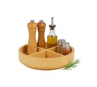 Plateau tournant Relaxdays en Bambou, 360° Rotatif, 4 Compartiments, H x P : 6 x 23,5 cm, Organiseur à épices.