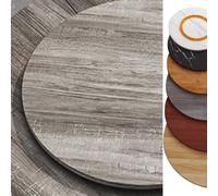 Plateau tournant rond en bois Lazy Susan de 71,1 cm et 101,6 cm pour table de salle à manger, roulement silencieux, partage facile des aliments, finition grise, parfait pour le divertissement (78,7 cm