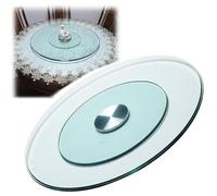 Plateau tournant Rond Lazy Susan, Plateau en Verre trempé, Plateau Rotatif Silencieux antidérapant, Plateau de Service de Table avec 6 roulettes Anti-basculement (Taille : 70 cm/27 Pouces)