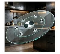 Plateau Tournant Rond Transparent, Grand Plateau En Verre Trempé, Rotation Fluide, Idéal Pour Les Centres De Table(70cm)