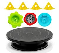 Plateau tournant rotatif de 27,9 cm pour peinture noire avec support en toile conique et 3 passoires en acrylique