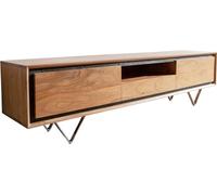 Plateau-TV Stonegrace acacia nature 175 cm 2 portes 1 compartiment 1 tiroir | placage en pierre Buffet bas à pieds en V
