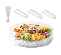 Plateau Végétarien Avec Couvercle Pour Réfrigérateur - Polystyrène | Plateau De Service Divisé Avec Couvercle | Boîte À Collations Transparente Rotative À 5 Compartiments | Ṕlateau De Fruits Veggie Ţ
